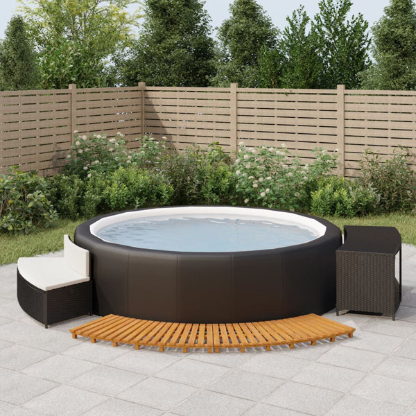 Latitude Run® Hot Tub Surround Poly Rattan and Solid Wood Acacia Wayfair